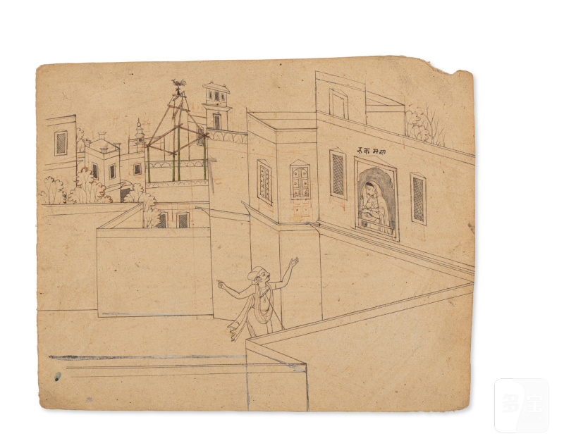 A group of nineteen drawings depicting the abduction of Rukmini by Krishna, India, Guler or Kangra, Late 18th / Early 19th century - 图3